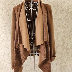 Faux suede black swan cardigan